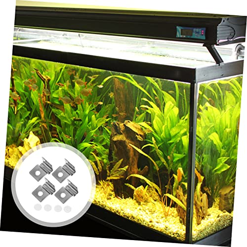 POPETPOP Fish Tank Accessories 4Pcs Fish Tank Glass Aquarium Cover Clip Support Holder Stainless Steel - Slip Aquarium Accessories Universal Lid Clips 0. 6cm Rimless Aquarium - size: 2.1x0.6cm