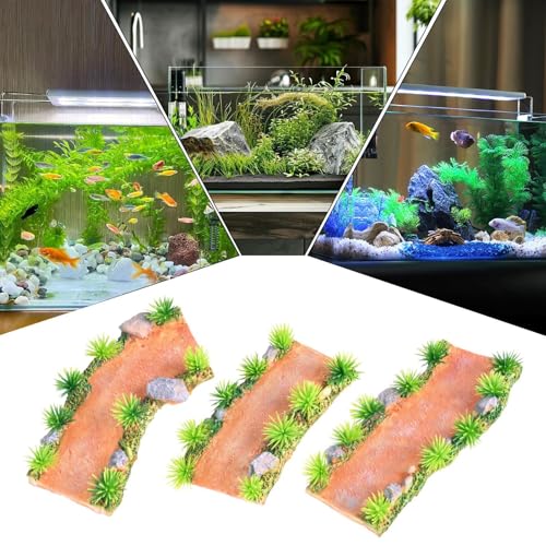 Aquarium Pathway - 3-Piece Landscaping Sculpture Fairy Bridge Fish Tank Stone Ornament Pathway Freshwater Saltwater Shrimp Tank Living Room Bedroom