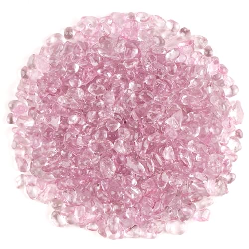 Glass Stones, 1Lb/460g Irregular Sea Glass Dercorative Rocks Non-Toxic Artificial Crystal Pebbles for Aquarium Decoration/Vase Filler/Table Scatter/Handcraft/Jewelry Making/Gems Display, Pink - color: Pink