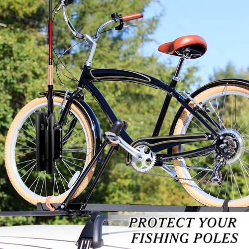 Seenelling Bicycle Fishing Rod Holder, 2 Tube Rod Rack, Black ABS Plastic, Surface Mount, Holds 2 Rods, 2.4 Inch Diameter, 12 Inch Height