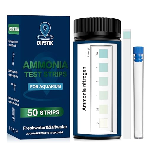 DIPSTIK Ammonia Test Strips for Fish Tank,Feshwater & Saltwater Aquarium Water Test Kit (50) - color: Ammonia
