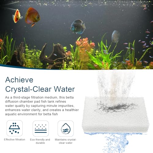 8 Pack Betta Diffusion Chamber Pad Replacement Compatible with Fluval Betta Tank Filter, Aquarium Filter Media for Betta Premium Aquarium 2.6 Gallon