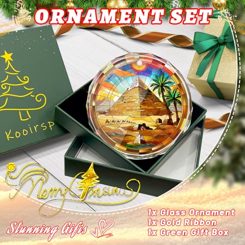 Pyramid Stained Glass Ornament, Christmas Tree Decor, Pyramid Ornaments for Christmas Tree, Holiday Presents, Gift Exchange - color: Pyramid