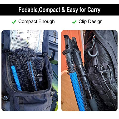 PLUSINNO Fishing Net Fish Floating Landing Net, Kayak Nets with Fixed Foldable Telescopic Pole Handle, Bass Trout Fishing Nets with Nylon Mesh for Pond Lake River, Fishing Gear Gifts for Men Anglers - color: Floating Net,Telescopic Handle/35Full, size: 0.