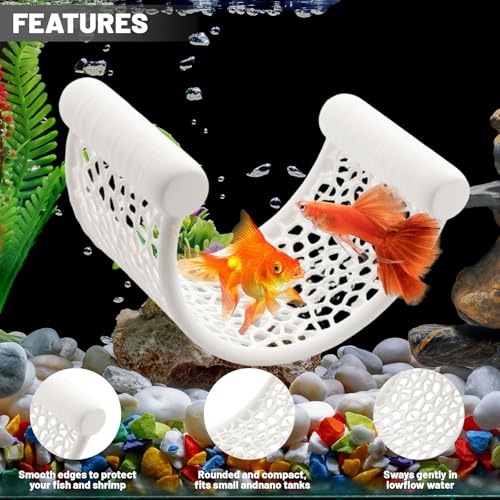 White Betta Fish Hammock,Betta Fish Tank Accessories Decorations,Safe Floating Aquarium Rest Ledge for Bettas,Nano Fishs,Small Fish Shrimp (White) - color: Jade White