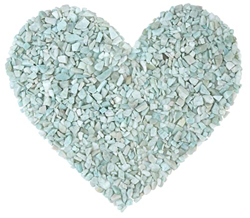 Crocon 1/2 LB Crushed Amazonite Chips Bulk Stone 1100+ Carats Natural Quartz Pieces Irregular Shape Gemstone Tumbling Cabbing Gem Mining Chakra Balancing Reiki and Crystal Healing Home Office Décor - color: Amazonite Chips, size: 1/2 Pound