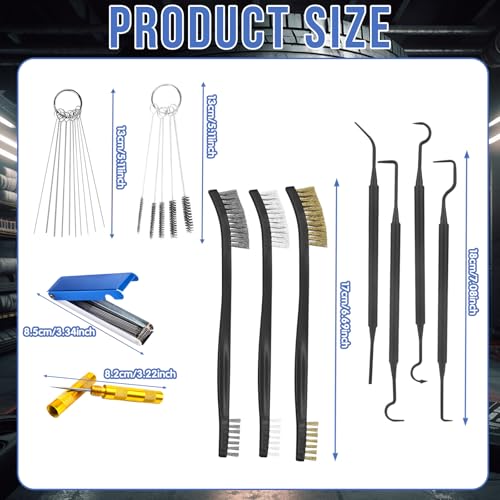 11Pcs Carburetor Cleaning Tool, Carb Jet Cleaning Kit & Welding Tip Cleaner with Stainless Steel Needles, Brushes & Hooks for Motorcycle ATV Chainsaw & Welder Professional - color: E-Style-11PCS