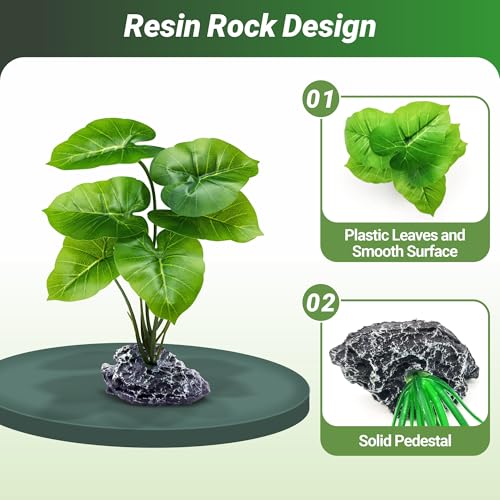 GOZILLA Fish Tank Plants, Reptile Artificial Plastic Plants, Reptile Plants for Terrarium, Aquarium Decorations Resin Pedestal Ornaments for Fish Tank Accessories Set.(3PCS/A-Set) - color: 3 Pcs/ a Set