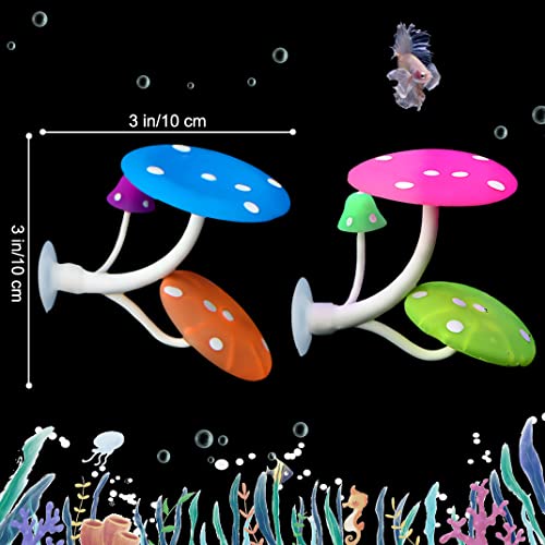 5 pcs Betta Mushroom Hammock + Leaf Pads, Fish Tank Silicone Soft Aquarium Fish Playing Pads with Suction Cup, Aquarium Ornament Fish Tank Decorations Accessories (Mushrooms+Leaves)