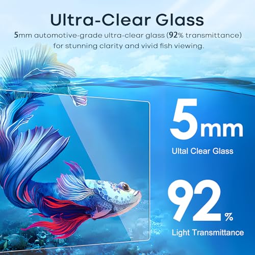 3 Gallon Glass Fish Tank Cube, Small Aquarium Fish Bowl for Betta Goldfish Snails Shrimp Aquatic Planting, Easy to Maintain Ultra Clear Rimless Design for Desktop Small Spaces