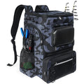 Fishing Backpack with Rod Holder, Large 50L Tackle Bag Water Resistant Tackle Backpack Heavy Duty Fishing Bag Gift for Men Woman - color: Camo Black without Tackle Boxes or Fishing Tools