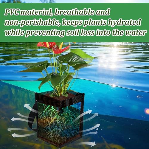 6PCS Mesh Aquatic Pond Plant Baskets, 1Gallon Pond Planting Bags Reusable Aquatics Planter Pot Water Lily Growing Container with Handles for Lotus Bog Plant Garden Terrestrial Plants, 5.9x5.9x7.9 Inch - color: Black-square, size: 5.9x5.9x7.9 Inch 6PCS