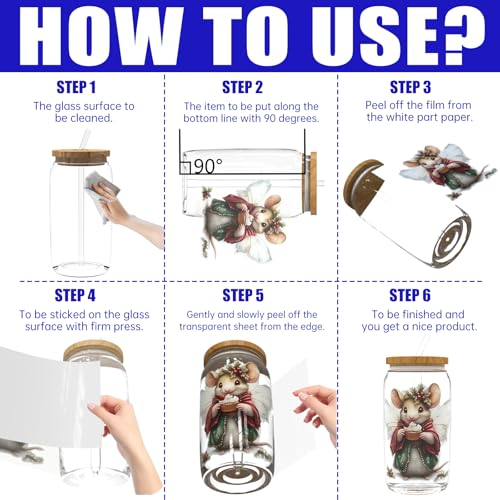 UV DTF Cup Wrap for 16oz Glass, 12 Sheets Victorian Mouse Decals Personalized Rub on Transfer Stickers for Glass - style: Victorian Mouse