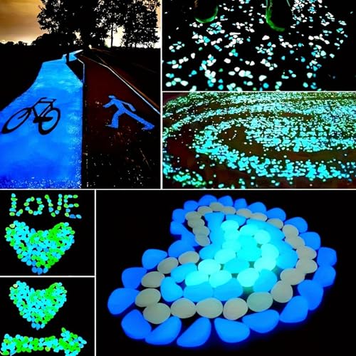 200PCS Glow Pebbles, Decorative Stones for Aquarium Garden and Planters, Luminous Pebbles for Fish Tank Landscaping Pathway Yard Decor, Mix