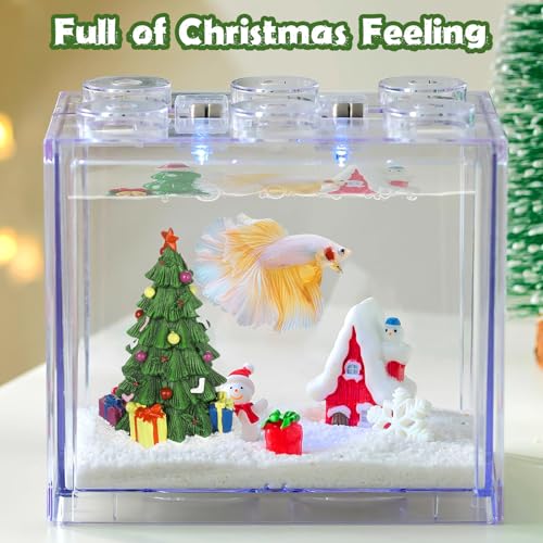 Ipetboom Reptile Decor Christmas Tree Aquarium Decorations Miniature Resin Landscape Ornaments for Holiday Fish Tank Supplies Table Decor Aquarium Christmas Tree
