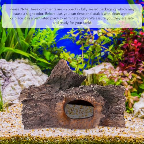 Bark Aquarium Decoration Resin-Realistic Wood Texture Fish Tank Ornament with Hiding Spot for Bottom Fish-Approx. 7.5" L x 4.7" W x 3.9" H(Bark) - color: Bark
