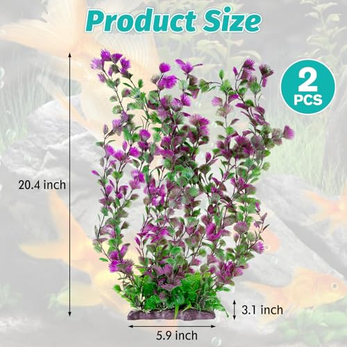 Hamiledyi Aquarium Plastic Plants Aquarium Decor Artificial Fish Tank Plants,Tall Fish Tank Decorations, Extra Large Aquarium Plant 20.4-inch Tall,2PCS - color: B*2 Pcs, size: 20.4 in