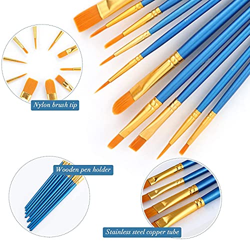 AROIC Paint Brush Set, 3 Pack 30 Pcs Acrylic Paint Brushes Artist Paint Brushes for Oil Watercolor Acrylic Face Rock Painting - color: Blue, size: 30pcs