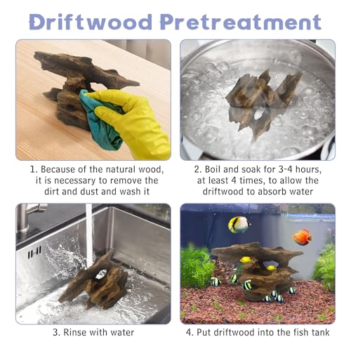 Hamiledyi Natural Driftwood for Aquarium Decor 12 PCS Fish Tank Wood with Small Holey Aquarium Wood Aquascaping for Shrimp Betta Hermit Crab and Butterfly Fish - size: XS:3-6 inches-12pcs