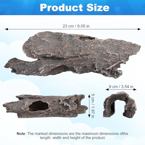 Fish Tank Decorations - Aquarium Cave Decor, Resin Hollow Tree Trunk Reptile Hide & Betta Log Hideout for 20 Gallon Tank, Fish Accessories Shelter Cave