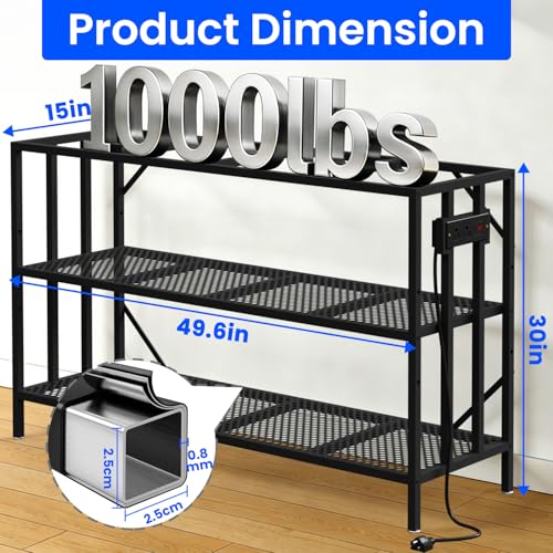 55-75 Gallon Aquarium Stand with Built-in Power Outlet, Heavy Duty 3 Tier Fish Tank Stand with Adjustable Storage Shelf, Metal Frame Holds 1000 LBS, Stable Anti-Slip Design (75-55 Gallon with Power Outlets)
