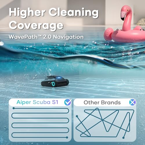 Aiper Scuba S1 Robotic Pool Cleaner, Wall & Waterline Cleaning, Cordless Pool Robot with 4 Modes, Smarter Navigation with High-Precision Sensors（Renewed） - color: Obsidian
