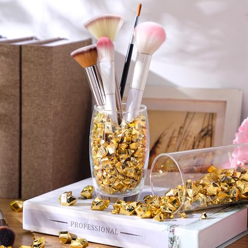 Syhood 570 Pcs 5 Sizes Gold Fake Gems Plastic Gold Rocks Jewels Acrylic Gems Crystals Fake Ice Crushed Rocks Vase Fillers Table Scatters Birthday Decoration Wedding Display - color: Gold