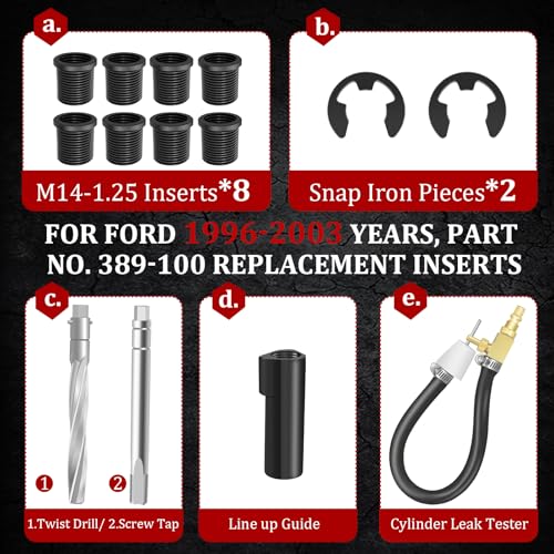 38900 Two Valve Ford Triton Tool Kit, Foolproof Repair System, Spark Plug Thread Repair Kit Compatible with 4.6L, 5.4L and 6.8 V-10 Ford Triton Two Valve Engines (Black) - color: Black