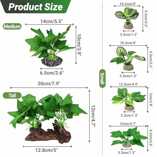 GOZILLA Silk Fish Tank Plants,Reptile Artificial Plant,Reptile Plants for Terrarium,Aquarium Decorations Accessories Set,Resin Driftwood Artificial Silk Aquarium Plant for Fish Tank.(11PCS/C-Set) - color: 11pcs/C-set