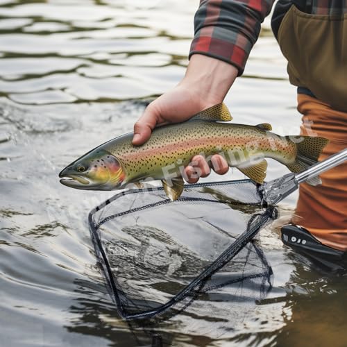 Neween Fishing Net, Foldable Collapsible Telescopic Fish Landing Net, Durable Nylon Material Mesh Landing Net for Easy Catching or Releasing for Trout - style: 21" Full Extended (Fixed Pole)