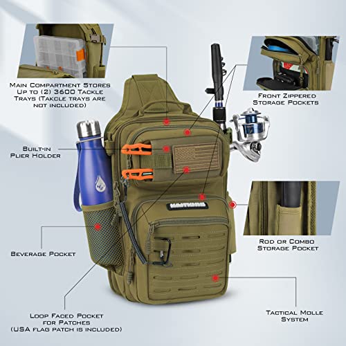 KastKing BlowBak Tactical Sling Tackle Bag-Lightweight Fishing Backpack Storge Fishing Gear and Equipment,Gift for Men - color: D: Desert Brown （14” X 8” X 6”）, size: Standard