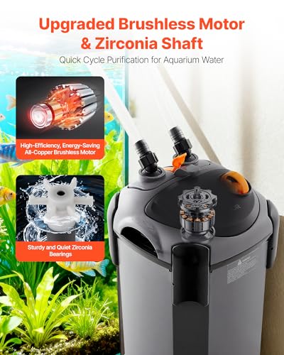 VEVOR 224.5GPH Canister Filter, 3-Stage External Aquarium Filter with Powerful Pump, Quite Water Circulation Cleaning Machine with Media for Fish Tanks and Aquariums Up to 55 Gallons, for Freshwater - size: 224.5GPH