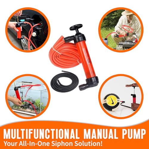 Siphon Hand Pump For Water - 15" Manual Water Pump, Gas Siphon Kit, Hand Bilge Pump With High Suction For Water Removal, Fuel Liquid Transfer
