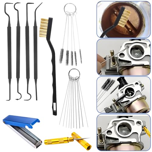 9Pcs Carburetor Cleaning Tool, Carb Jet Cleaning Kit & Welding Tip Cleaner with Stainless Steel Needles, Brushes & Hooks for Motorcycle ATV Chainsaw & Welder Professional - color: A-Style-9PCS