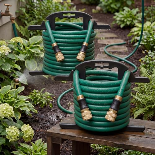 Ripeng 2 Pcs Heavy Duty Extension Cord and Hose Reel with Carrying Handle, Durable ABS H-shape Design Fits 100ft Cord Cable or Water Hose, 50ft Soaker Tube Management (Black) - color: Black
