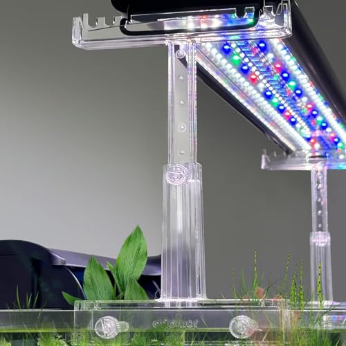 driamor Aquarium Light Holder Adjustable, Clear Acrylic Fish Tank LED Light Riser Stand Aquarium Lamp Brackets Kit 2pcs Transparent Support for Width 2.34-4.7 Inches Light with Extendable Bracket - color: Clear (Large Size)