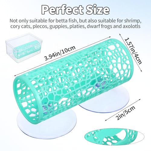Betta Fish Tank Accessories, Betta Tunnel Toys- Hammock with Suction Cups, Fish Tank Decorations & Hideout for Aquarium Small Fishes & Shrimp, Small Hole Hollow Cave (Green) - color: Green