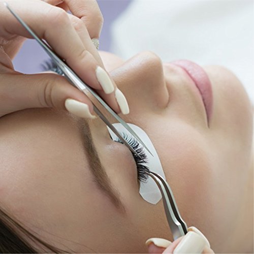 Best Eyelash Extension Tweezer Set - FEITA Pro Straight & Curved Pointy Precision Fine Tip Tweezers for Lash Extensions - Silver - 2Pcs - color: Straight & Curved Tip 2pcs