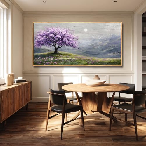 FUHAIHUA Large Wood Framed Wall Decor For Living Room Canvas Wall Art For Office Modern Wall Decorations For Bedroom Purple Tree Painting Farmhouse Pictures Artwork Room Home Decor 24x48 In - color: Purple Tree Wood Framed, size: 48"L x 24"W