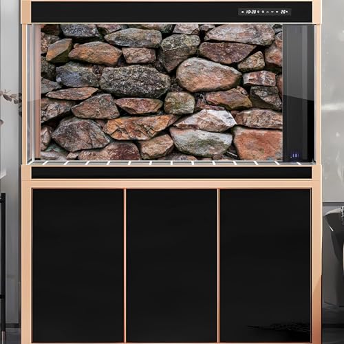 2 Packs Rock Wall Aquarium Background Stone Brick Wall Green Climbing Plants Reptile Tank Background Natural Rocky Fish Tank Backgrounds Rocky Walls Pattern Reptile Enclosure Backgrounds 30x12in - color: Brown_Grey, size: 30(W)x12(H)in