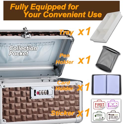 Portable Combination Lock Storage Box with Handle – Multipurpose Locking Case for Home & Outdoor Use, Secure Storage for Accessories, Medicine, Cosmetics, Toys & Tools (Brown, Small) - color: Brown, size: Small