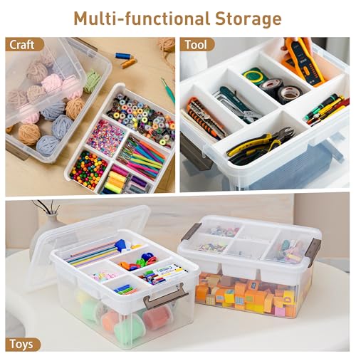 Citylife 17 QT Plastic Storage Box with Removable Tray Craft Organizers and Storage Clear Storage Container for Organizing Bead, Tool, Sewing, Playdoh, 2 Packs - size: 17 Qt- 2 Pack