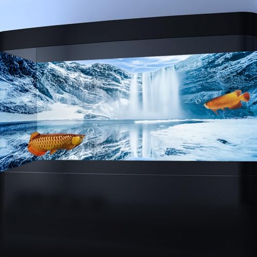 36X24IN Blue Sky White Iceberg Aquarium Background, Snow Mountain Fish Tank Decorations Background, Christmas Art Terrarium Background with 8 EVA Double-Sided Tape - size: 36X24in/90X60cm