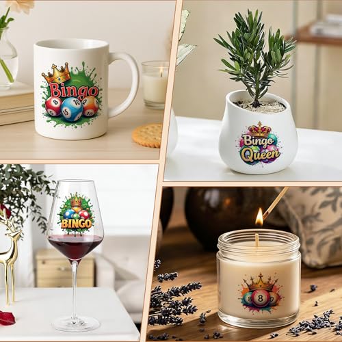 UV DTF Cup Wraps, 4 Sheets Bingo Quotes 16oz Glass Cups, Clear Transfer Stickers for Tumblers and Bottles, Assorted Pattern Set - style: Bingo Quotes