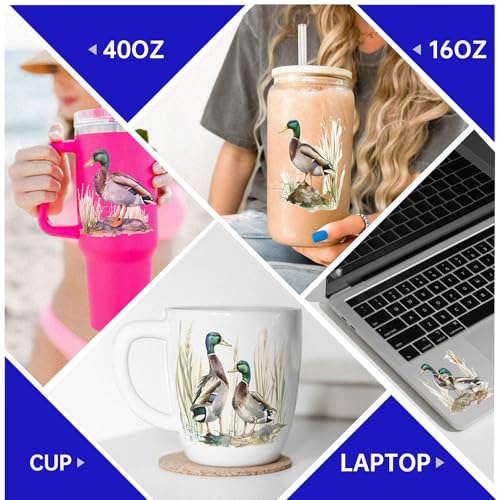 UV DTF Cup Wrap for 16oz Glass, 12 Sheets Watercolor Duck UV DTF Decals, Tumblers, Rub on Transfer Stickers - style: Watercolor Duck