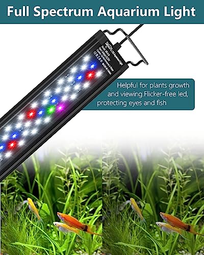 SEAOURA Led Aquarium Light for Plants-Full Spectrum Fish Tank Light with Timer Auto On/Off, 18-24 Inch, Adjustable Brightness, White Blue Red Green Pink LEDs with Extendable Brackets for Freshwater - size: for 18-24 inch tank
