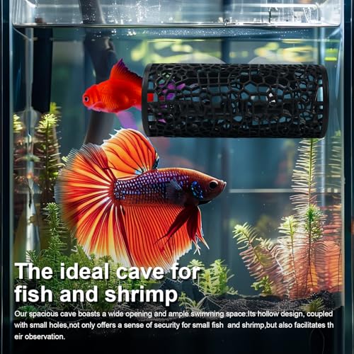 4Pack Betta Hammock Set、 Fish Tank Decor、 Fish Hammock & Hide Tunnel Betta Leaf Pad for Aquarium Decoration, Resting, Hiding and Play