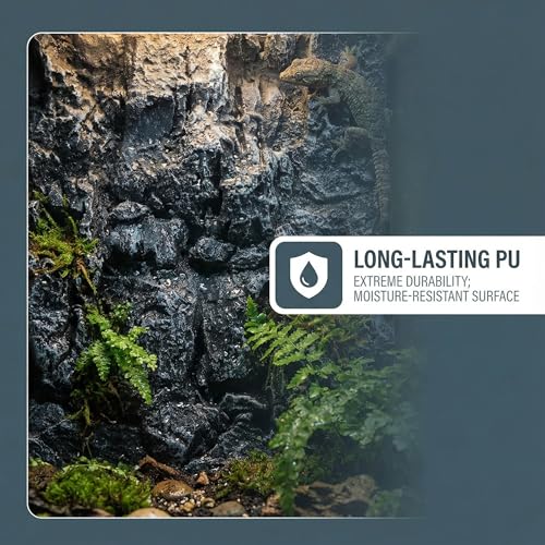 Toddmomy Rock Terrarium Background 3D Reptile Habitat Backgrounds, 17.7x11.8in Decorative Backdrop for Tanks Bearded Dragons Lizard Gecko Spider Chameleon Turtle Fish