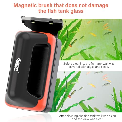 hygger Fish Tank Magnetic Glass Cleaner Two Detachable Algae Scraper for Aquarium Fish Tank，Floating Scrubber Brush Glass Algae Magnet Cleaning Tool for Large Aquariums Tank