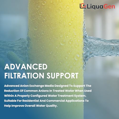 LiquaGen Nitrate Reduction Water Filter Cartridge – Strong Base Anion Resin, Reusable & Refillable, Universal 2.5x10, 2.5x20, 4.5x10, 4.5x20 – Whole House & Aquarium RO/DI (2, 4.5" x 10") - size: 4.5" x 10"